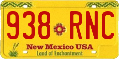 NM license plate 938RNC