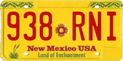 NM license plate 938RNI