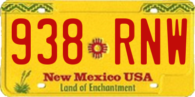 NM license plate 938RNW