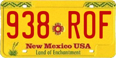 NM license plate 938ROF