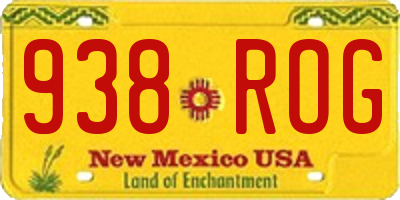 NM license plate 938ROG