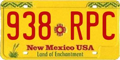 NM license plate 938RPC