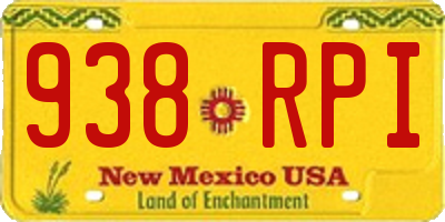 NM license plate 938RPI