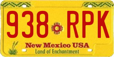 NM license plate 938RPK