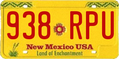 NM license plate 938RPU