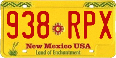 NM license plate 938RPX