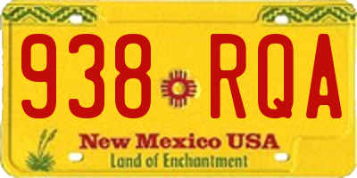 NM license plate 938RQA