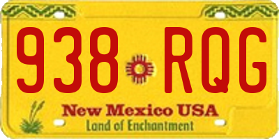 NM license plate 938RQG