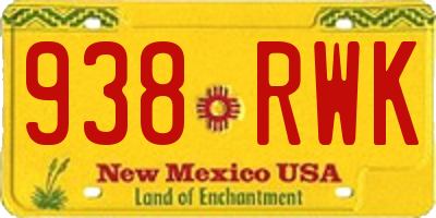 NM license plate 938RWK