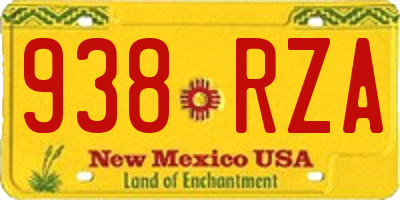 NM license plate 938RZA