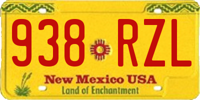NM license plate 938RZL