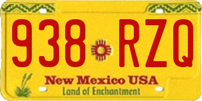 NM license plate 938RZQ