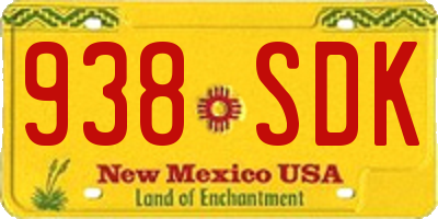 NM license plate 938SDK