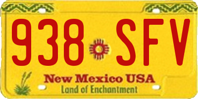 NM license plate 938SFV