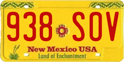NM license plate 938SOV