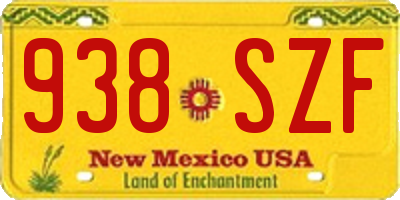 NM license plate 938SZF