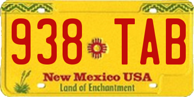 NM license plate 938TAB