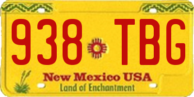 NM license plate 938TBG