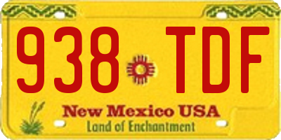 NM license plate 938TDF