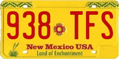 NM license plate 938TFS