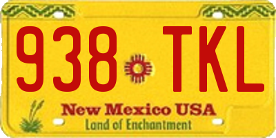 NM license plate 938TKL