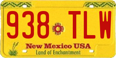 NM license plate 938TLW