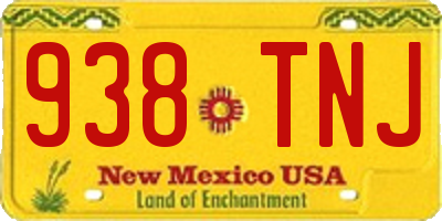 NM license plate 938TNJ
