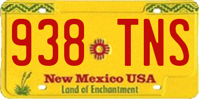NM license plate 938TNS