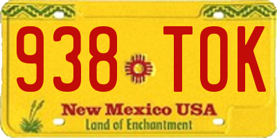 NM license plate 938TOK