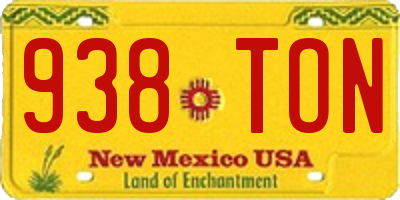 NM license plate 938TON