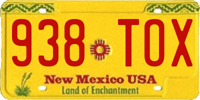 NM license plate 938TOX