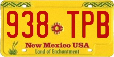 NM license plate 938TPB