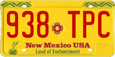 NM license plate 938TPC