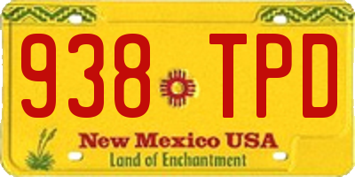 NM license plate 938TPD
