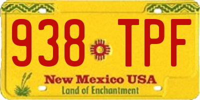 NM license plate 938TPF