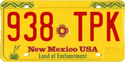 NM license plate 938TPK