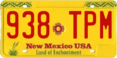 NM license plate 938TPM