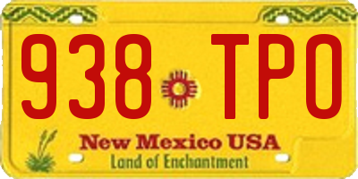 NM license plate 938TPO