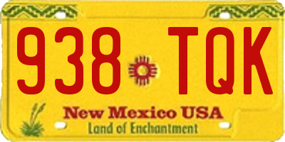 NM license plate 938TQK