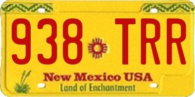 NM license plate 938TRR