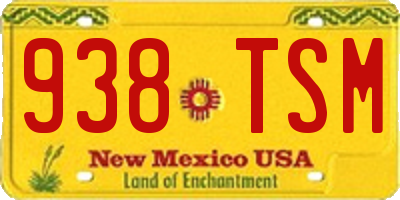 NM license plate 938TSM
