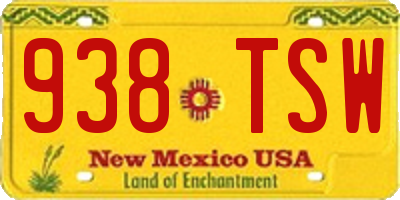 NM license plate 938TSW