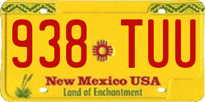 NM license plate 938TUU