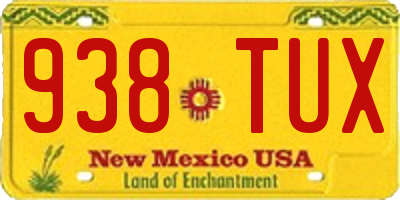 NM license plate 938TUX