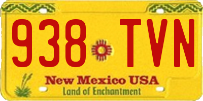 NM license plate 938TVN