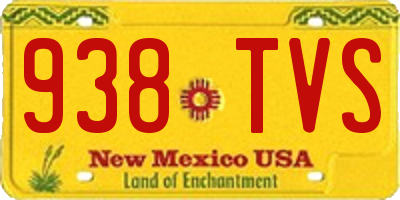 NM license plate 938TVS