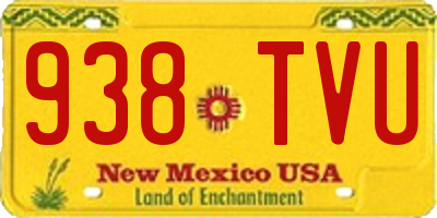 NM license plate 938TVU