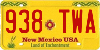 NM license plate 938TWA