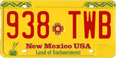 NM license plate 938TWB