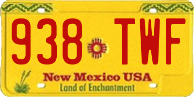 NM license plate 938TWF